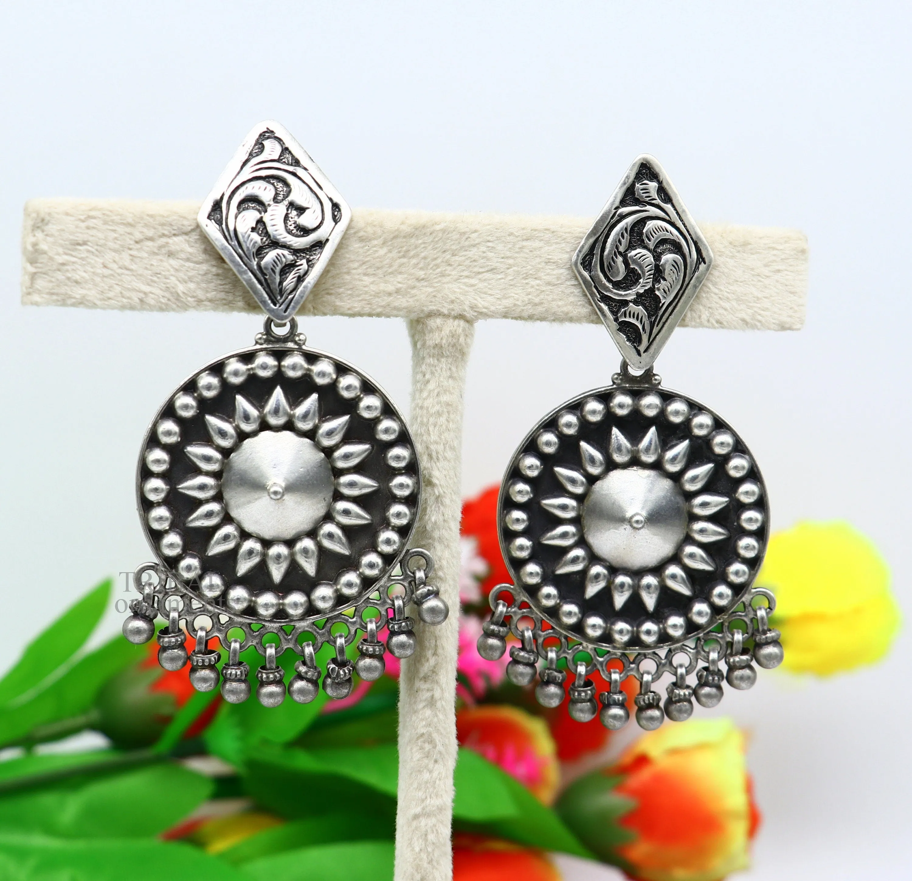 925 Sterling silver handmade flower design stud earrings hanging drops, excellent customized penalized bridesmaid girls jewelry ear1092