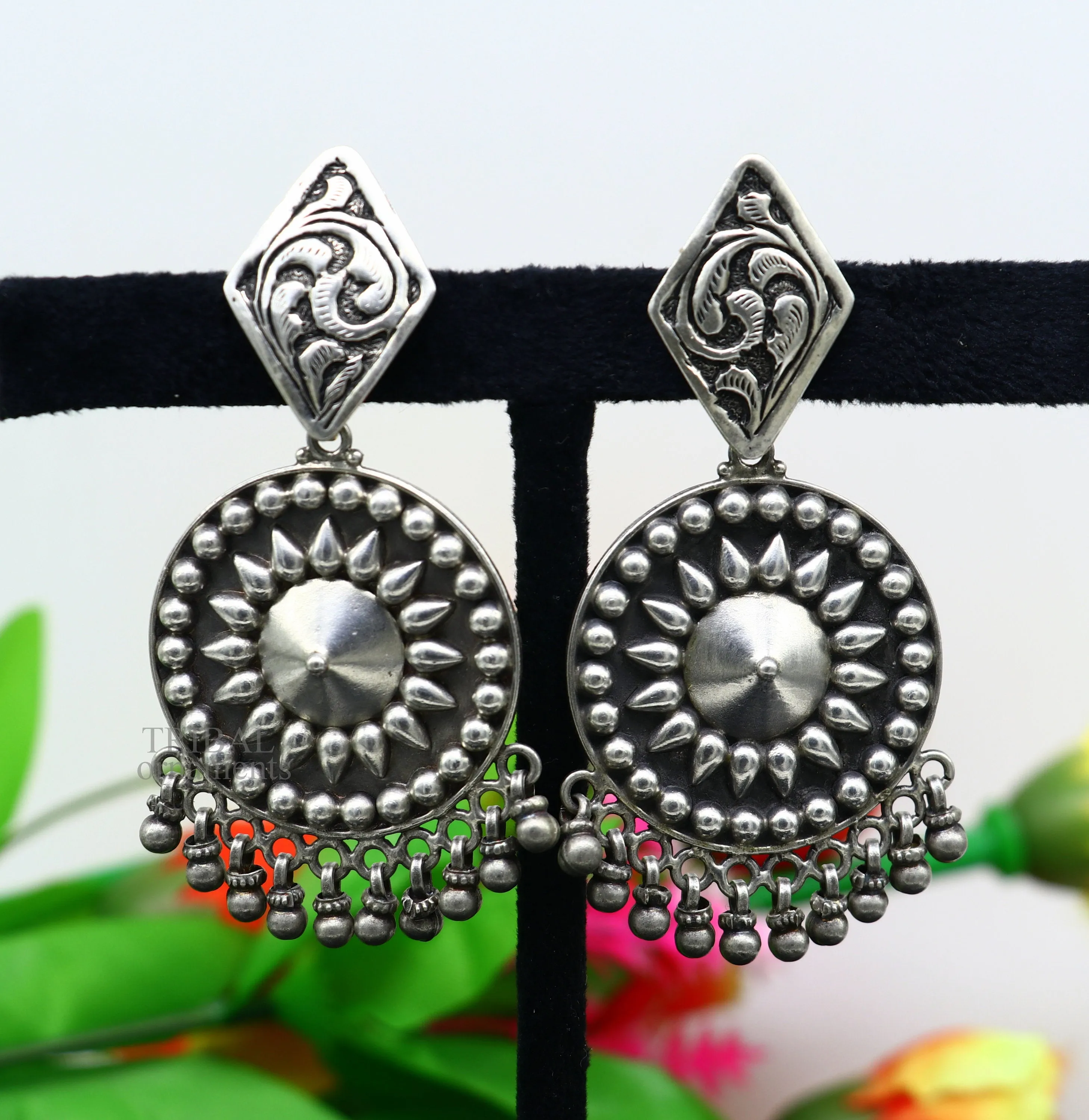 925 Sterling silver handmade flower design stud earrings hanging drops, excellent customized penalized bridesmaid girls jewelry ear1092