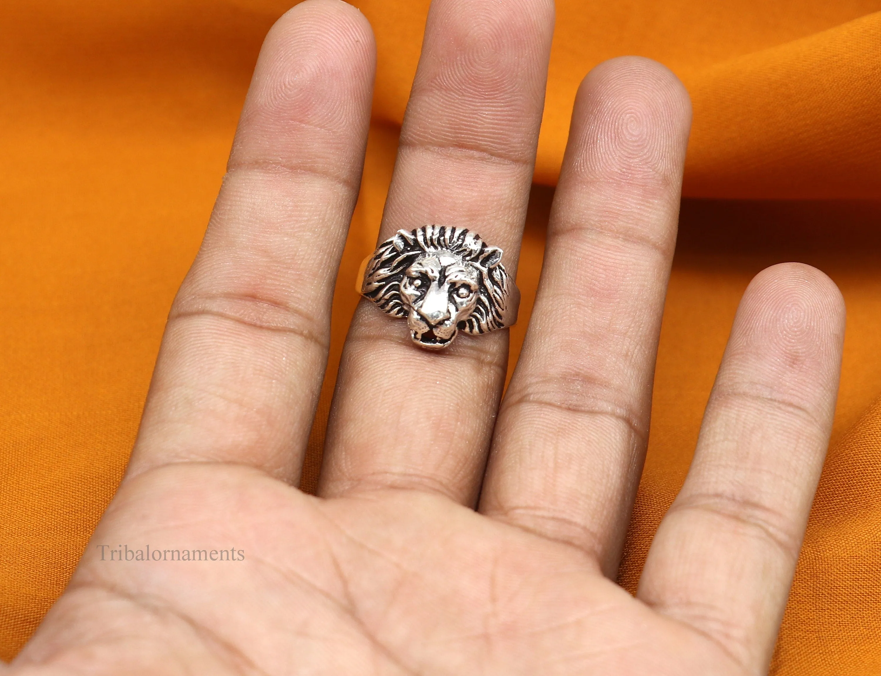 925 sterling silver Handmade lion face ring best men's ring band sr711