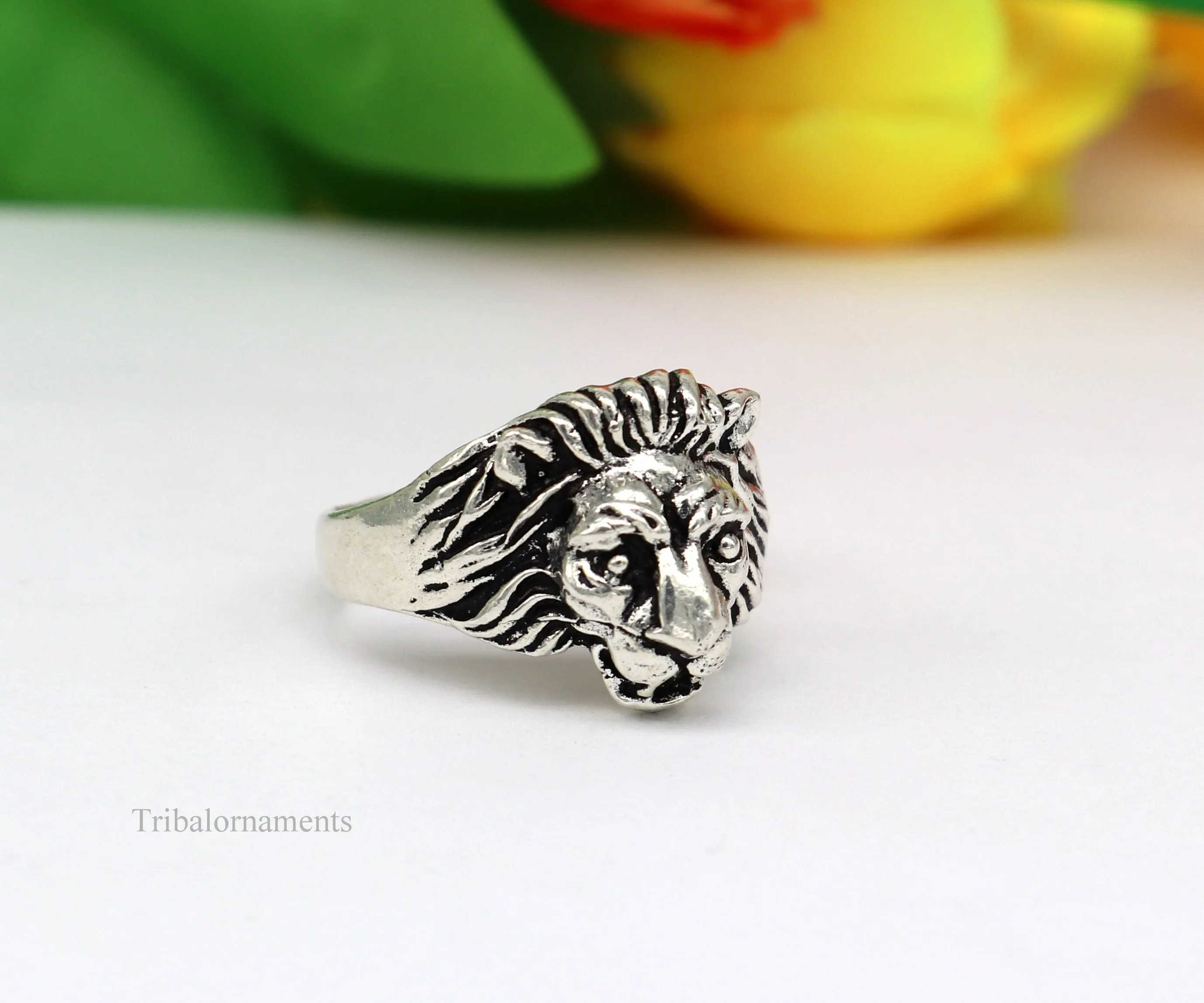 925 sterling silver Handmade lion face ring best men's ring band sr711