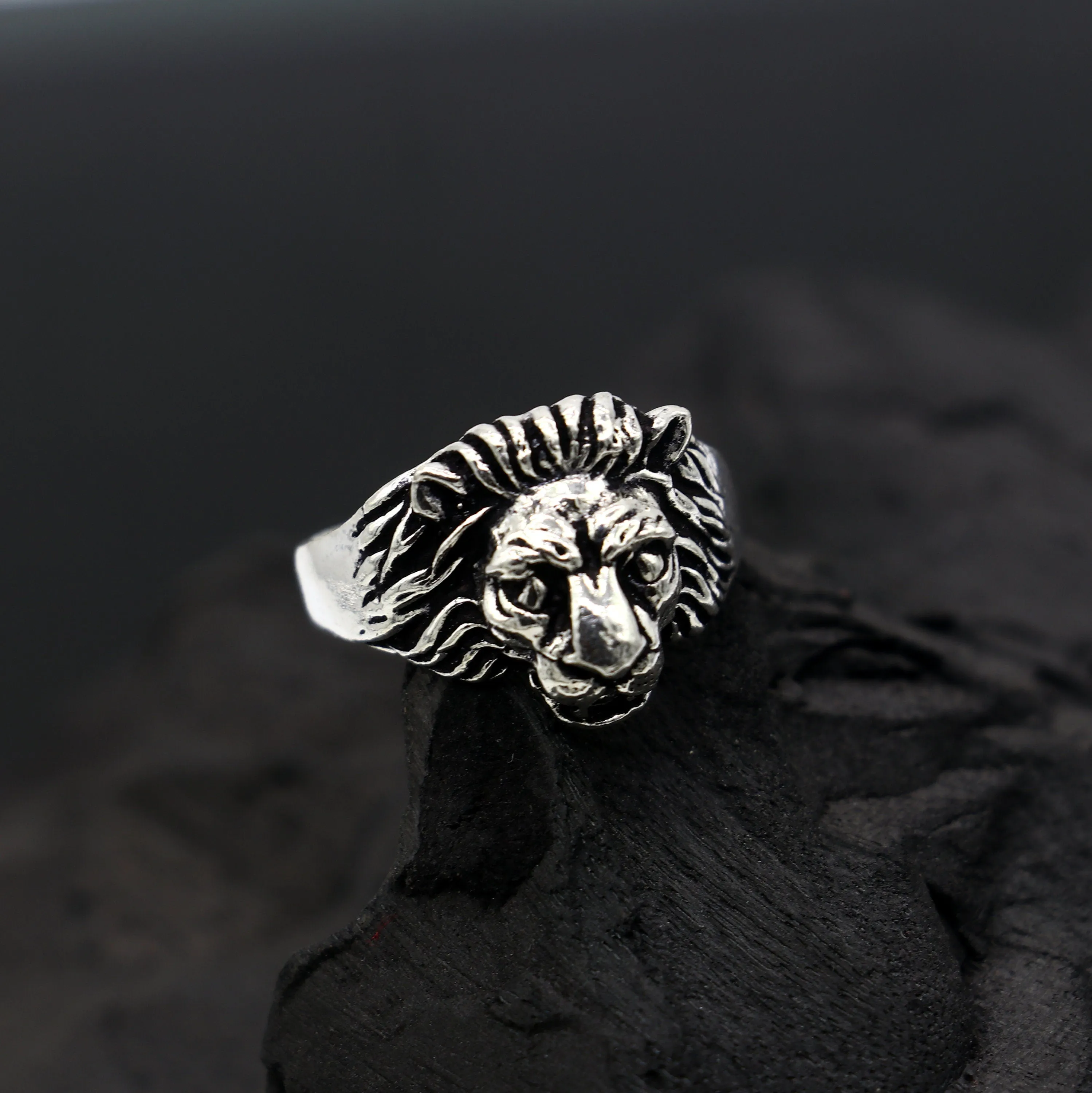925 sterling silver Handmade lion face ring best men's ring band sr711