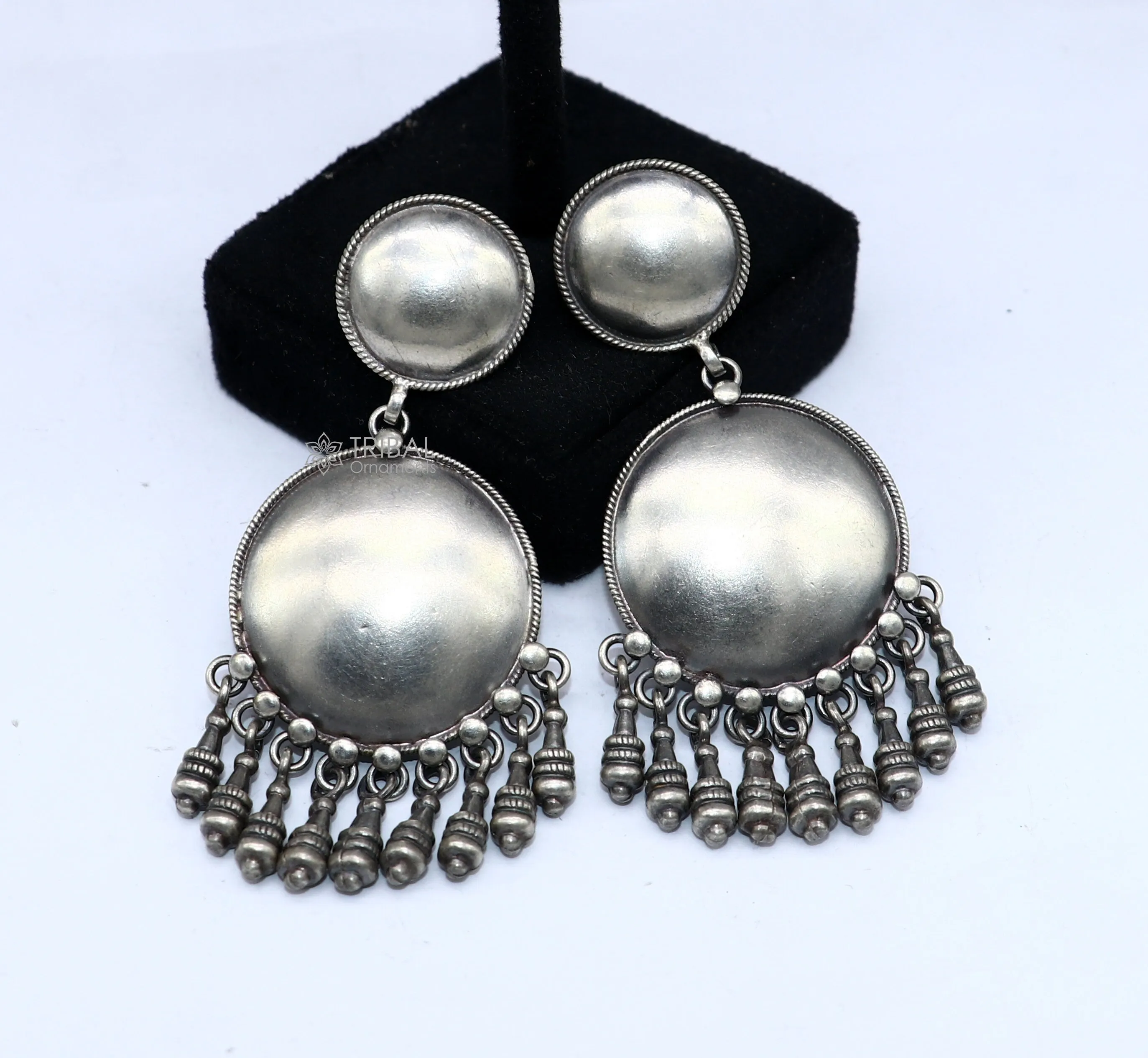 925 Sterling silver handmade traditional cultural drop dangle hangings plain design earrings, best party functional jewelry s1233