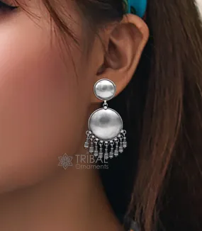 925 Sterling silver handmade traditional cultural drop dangle hangings plain design earrings, best party functional jewelry s1233