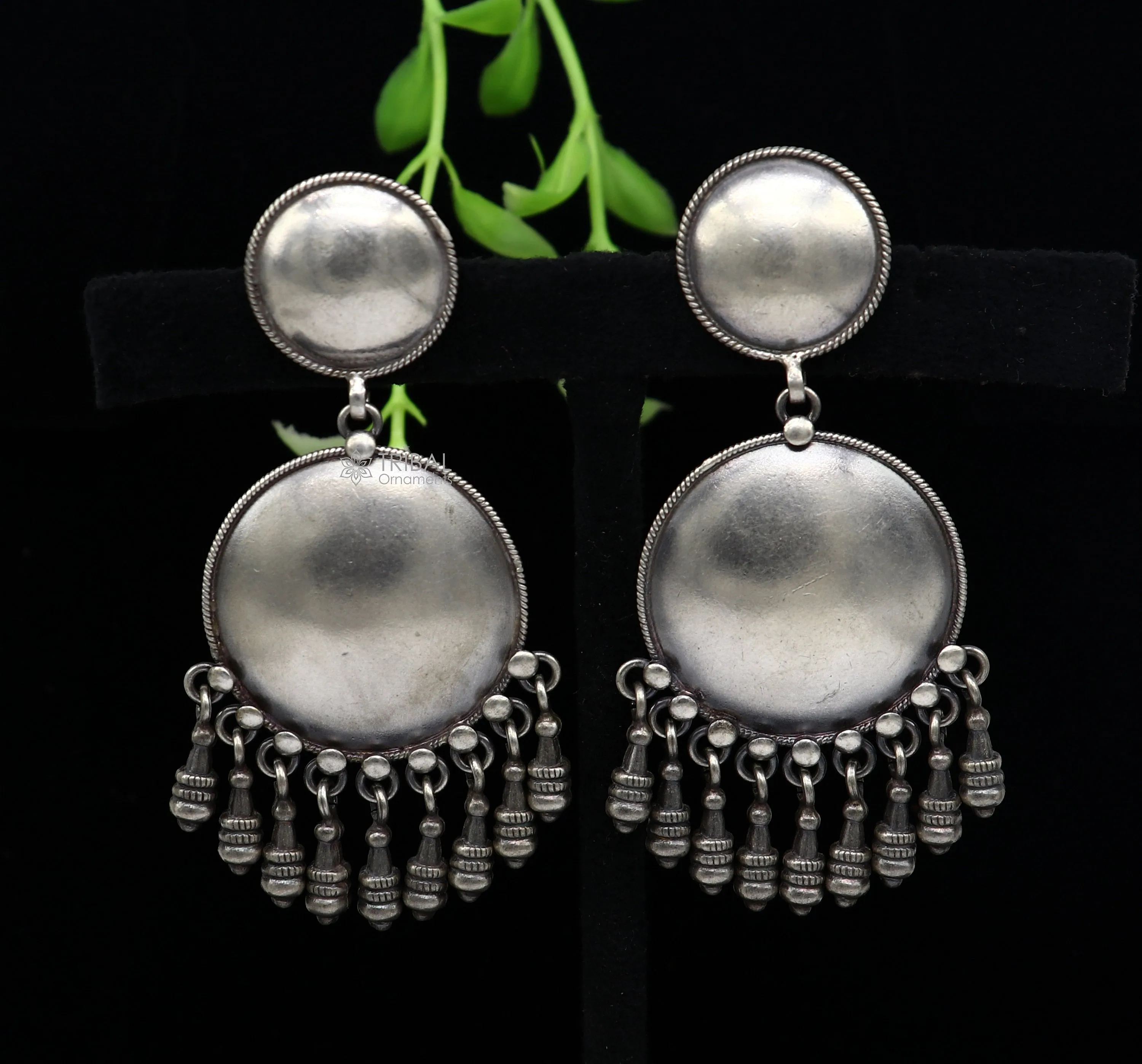 925 Sterling silver handmade traditional cultural drop dangle hangings plain design earrings, best party functional jewelry s1233