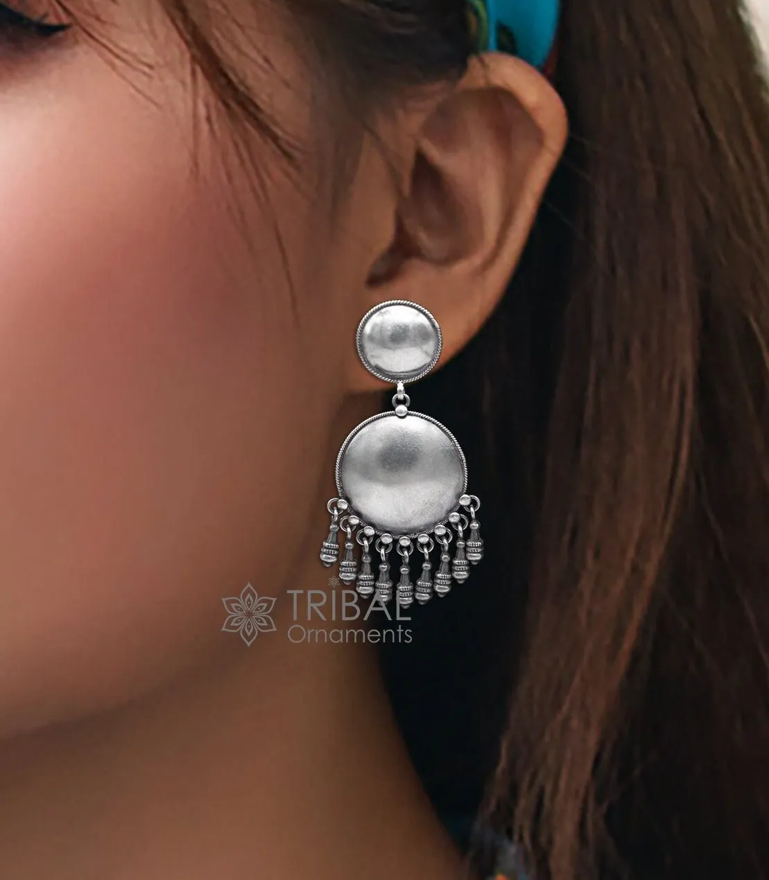 925 Sterling silver handmade traditional cultural drop dangle hangings plain design earrings, best party functional jewelry s1233