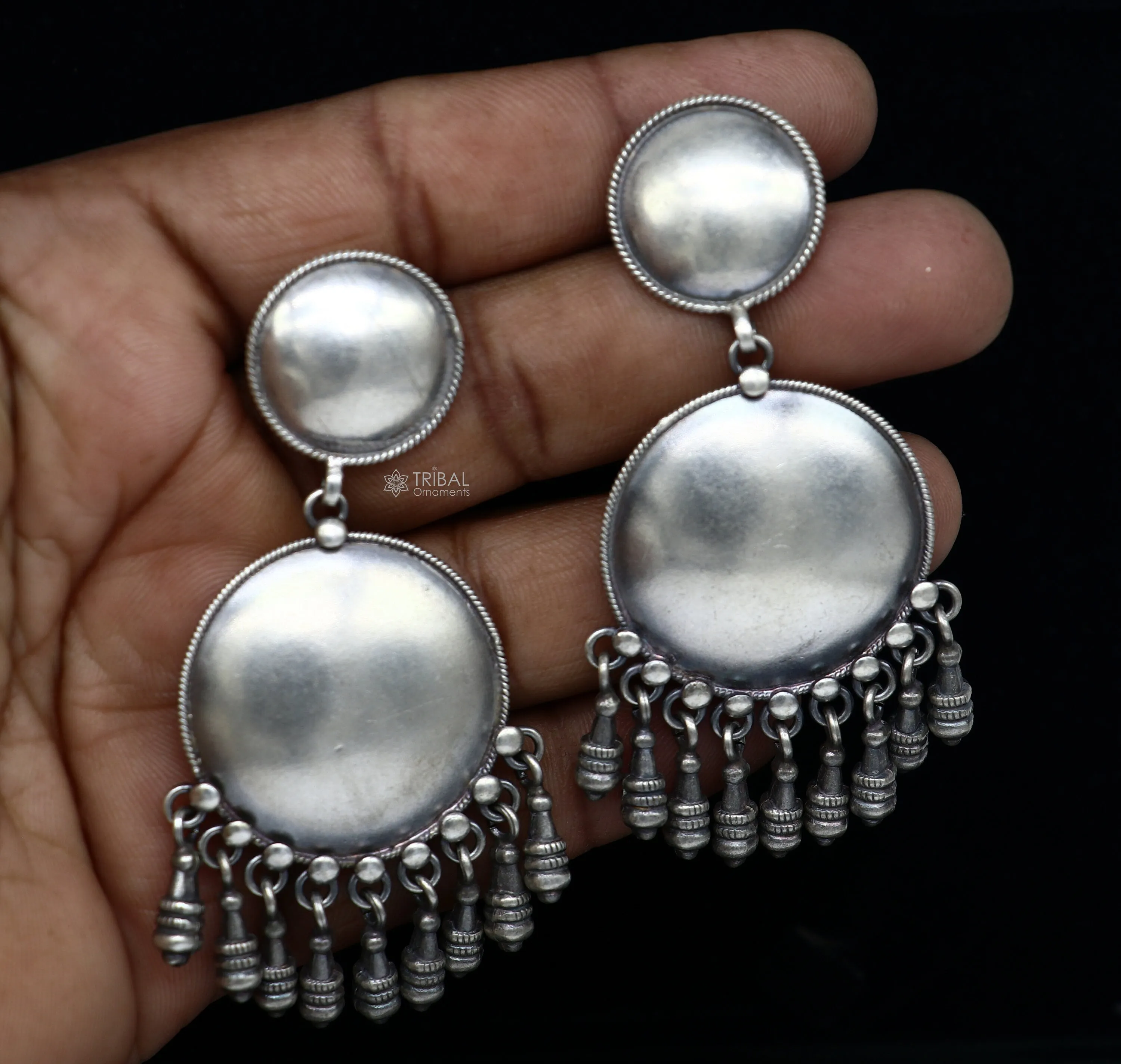 925 Sterling silver handmade traditional cultural drop dangle hangings plain design earrings, best party functional jewelry s1233