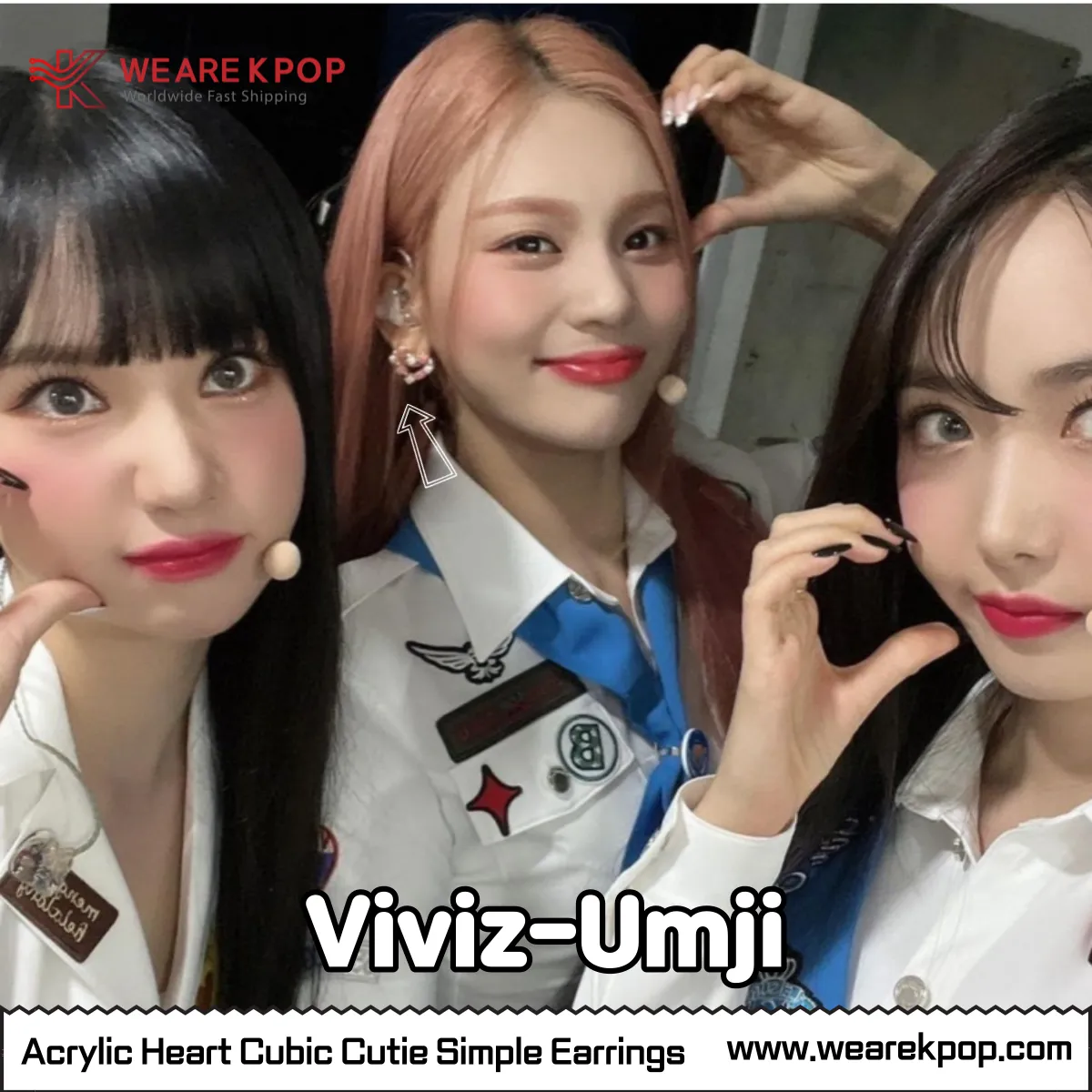Acrylic heart cubic cutie simple earring(Viviz-Umji) - 925 Sterling Silver