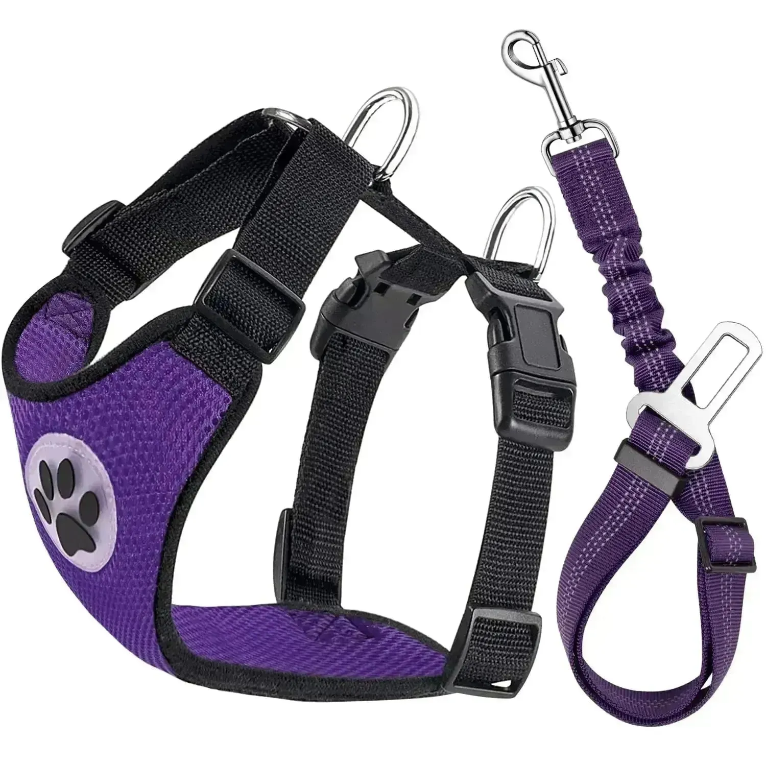 Adjustable Dog Seatbelt Harness with Breathable Mesh Vest