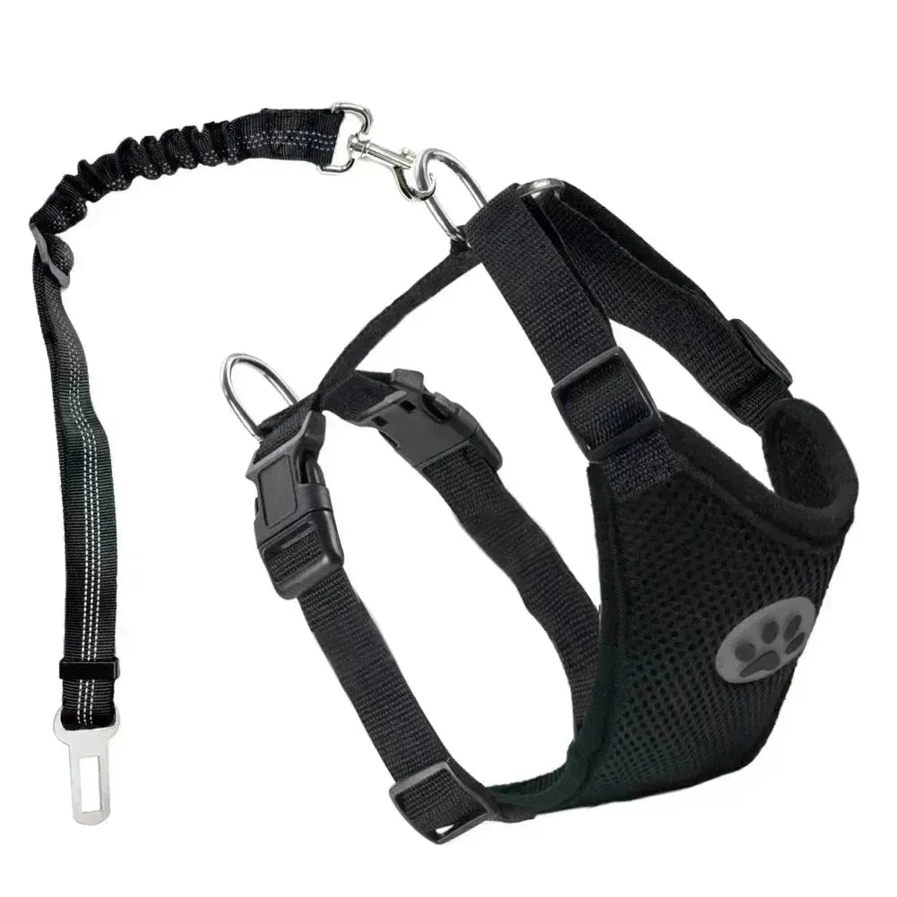 Adjustable Dog Seatbelt Harness with Breathable Mesh Vest