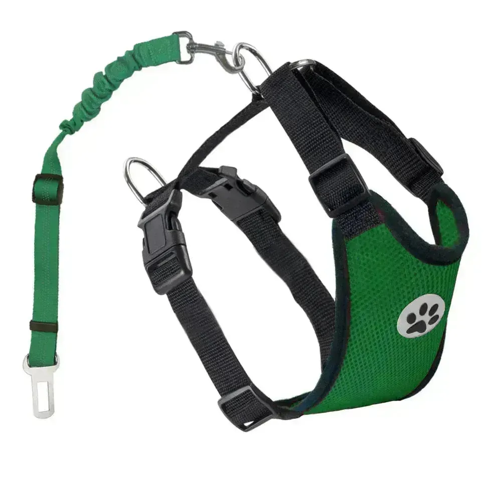 Adjustable Dog Seatbelt Harness with Breathable Mesh Vest