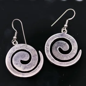 Amazing spiral design 925 solid sterling silver scratch link fancy hoops earrings tribal jewelry from Rajasthan india daily use jewelry s420