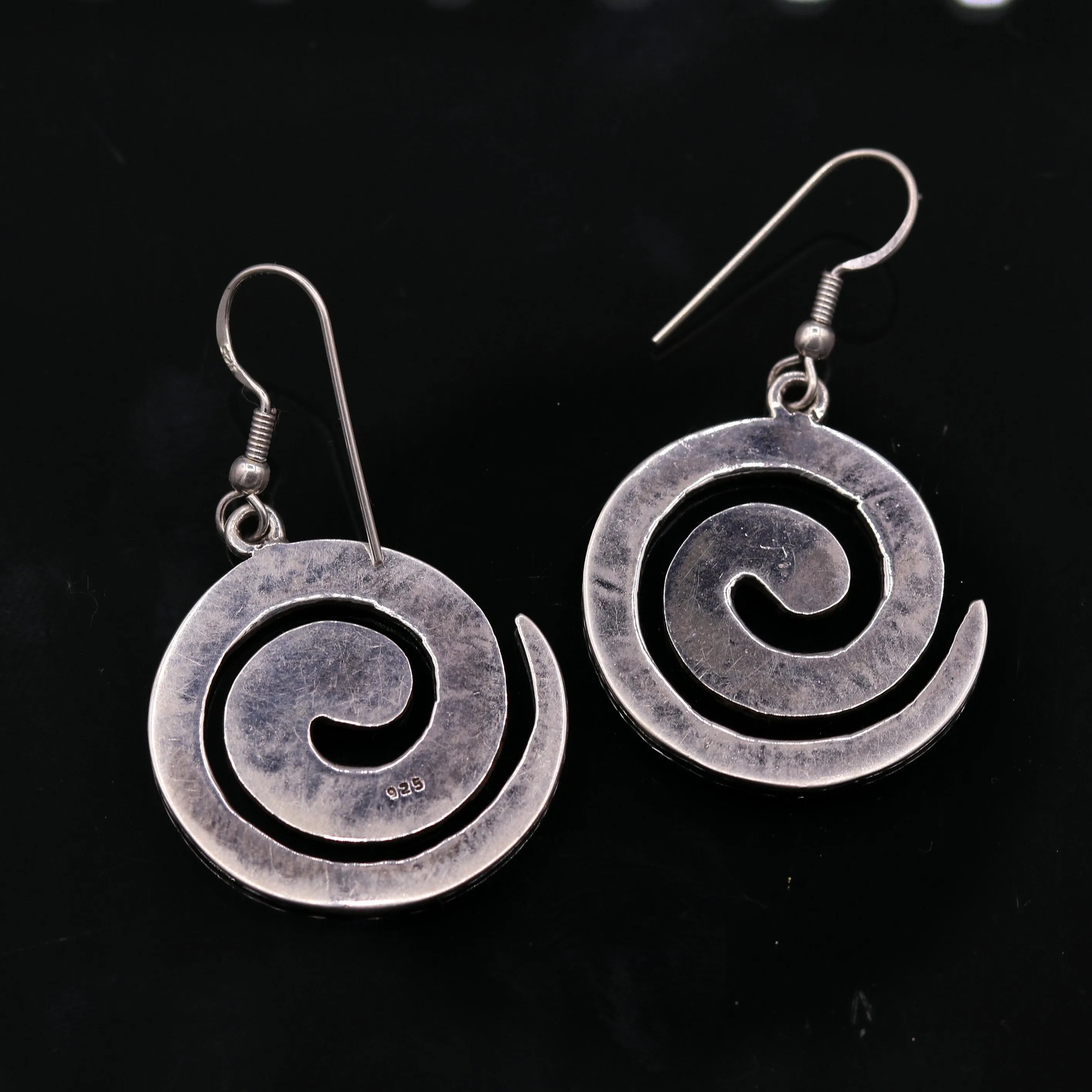 Amazing spiral design 925 solid sterling silver scratch link fancy hoops earrings tribal jewelry from Rajasthan india daily use jewelry s420