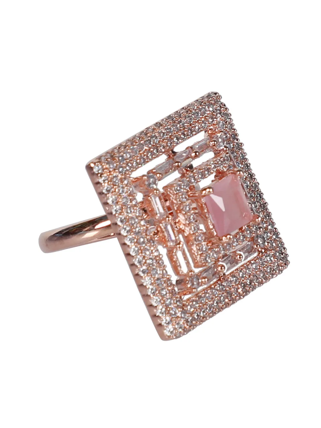 American Diamond Pink Adjustable Ring