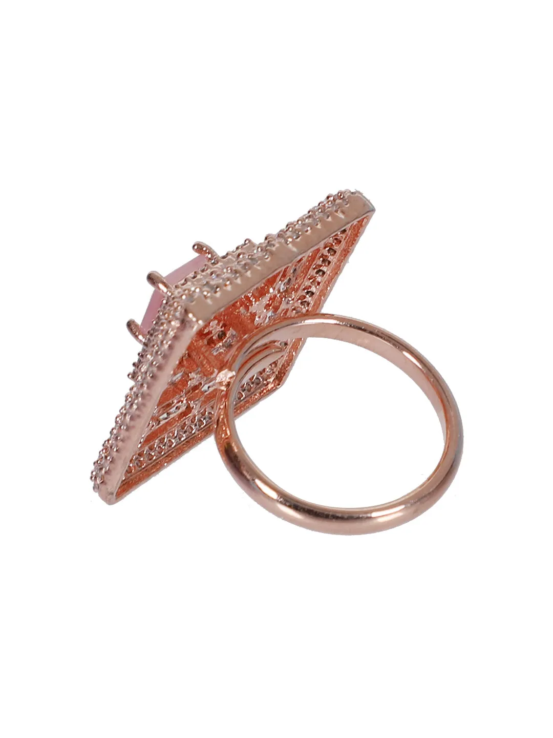 American Diamond Pink Adjustable Ring