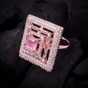 American Diamond Pink Adjustable Ring