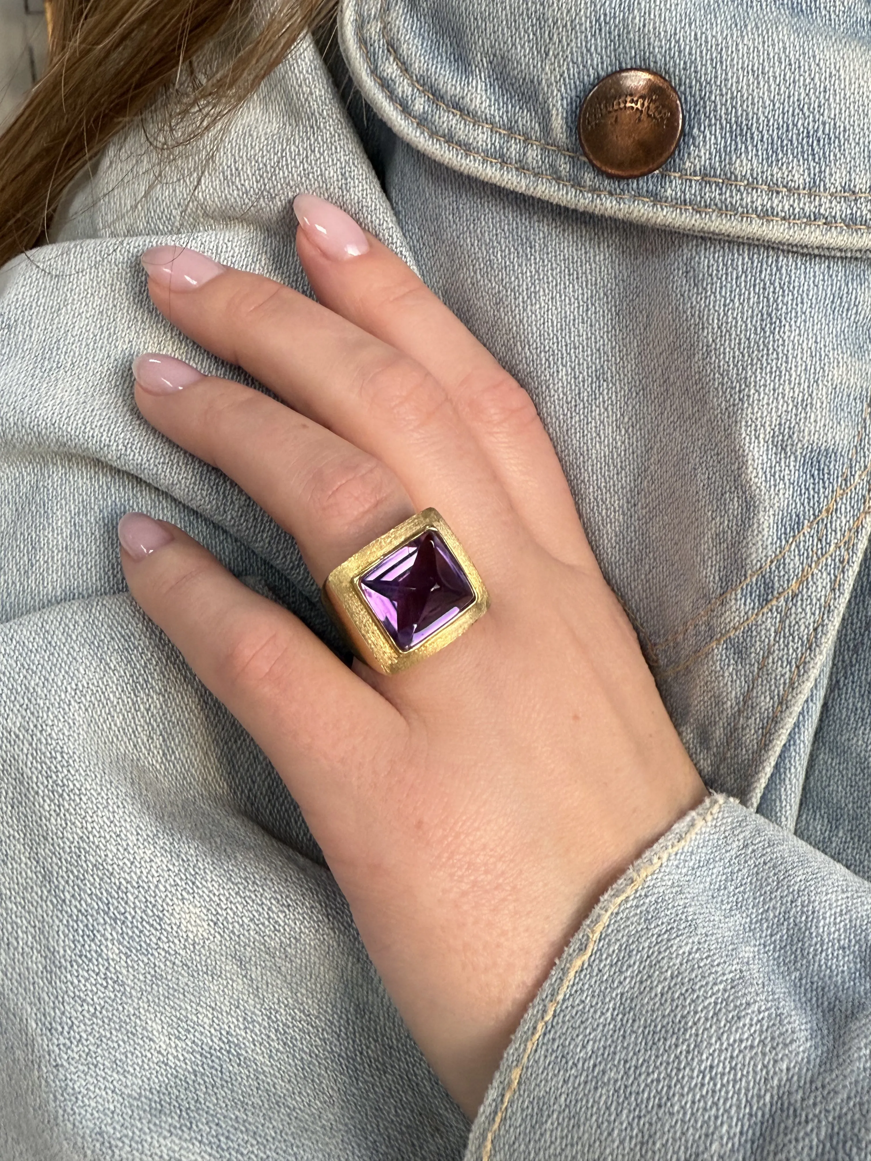 Amethyst Square Dome Ring, 18k