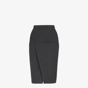 ANTHRACITE GRAY STRIPED MIDI SKIRT