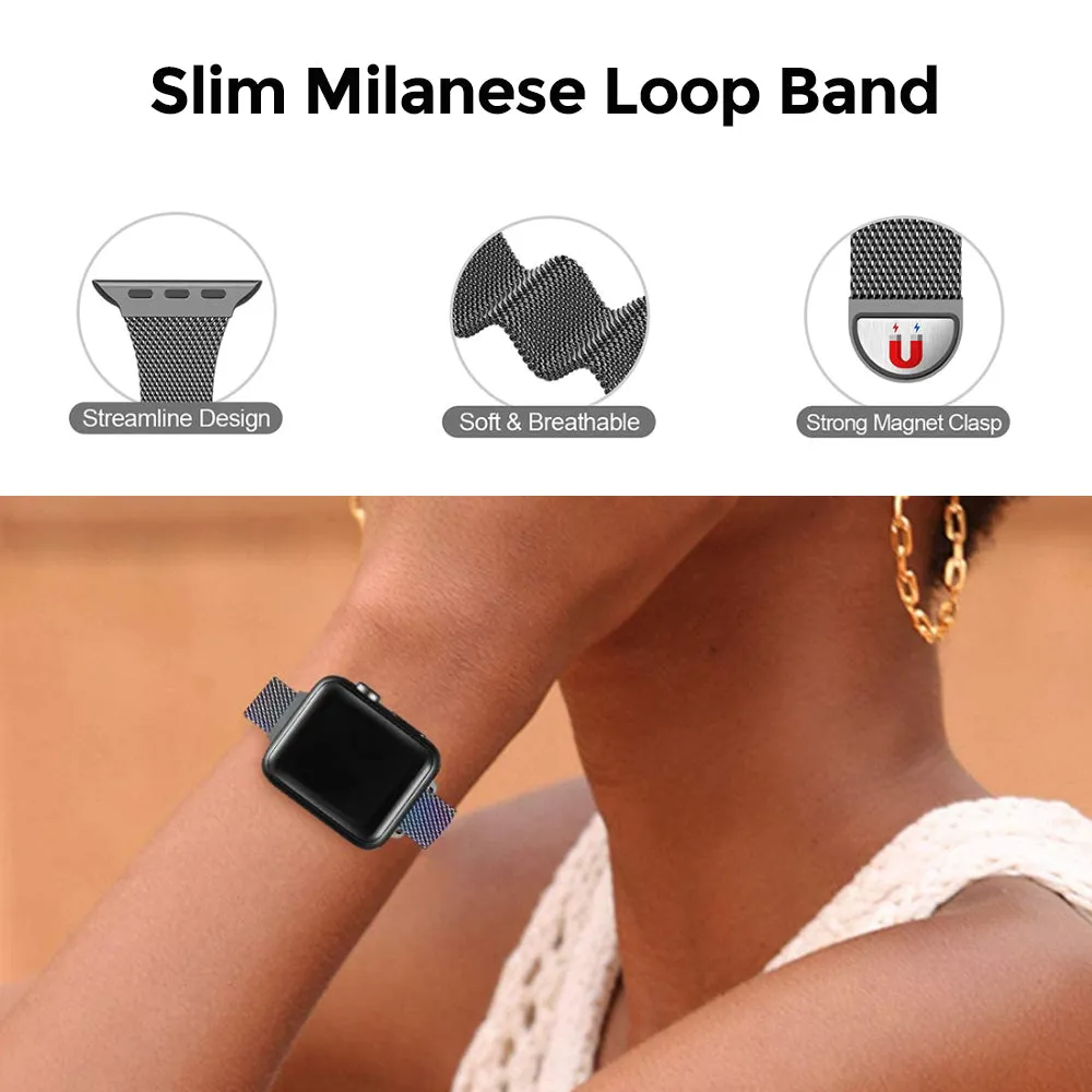 Apple Watch 41mm / 40mm / 38mm | Slim Milanese Loop Watch Band Strap | Silver