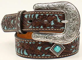 Ariat Girl's Floral Diamond Concho Turquoise Inlay Belt