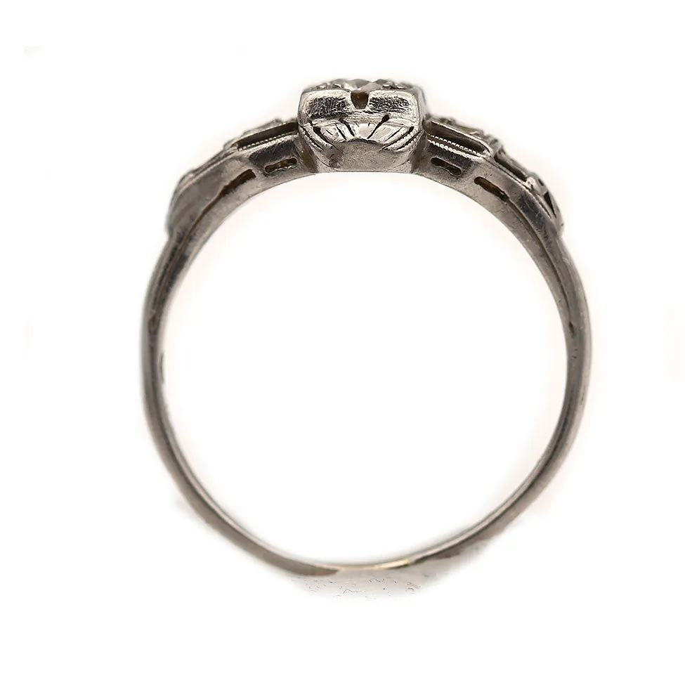 Art Deco .24 CTW  Platinum Three Stone Vintage Engagement Ring