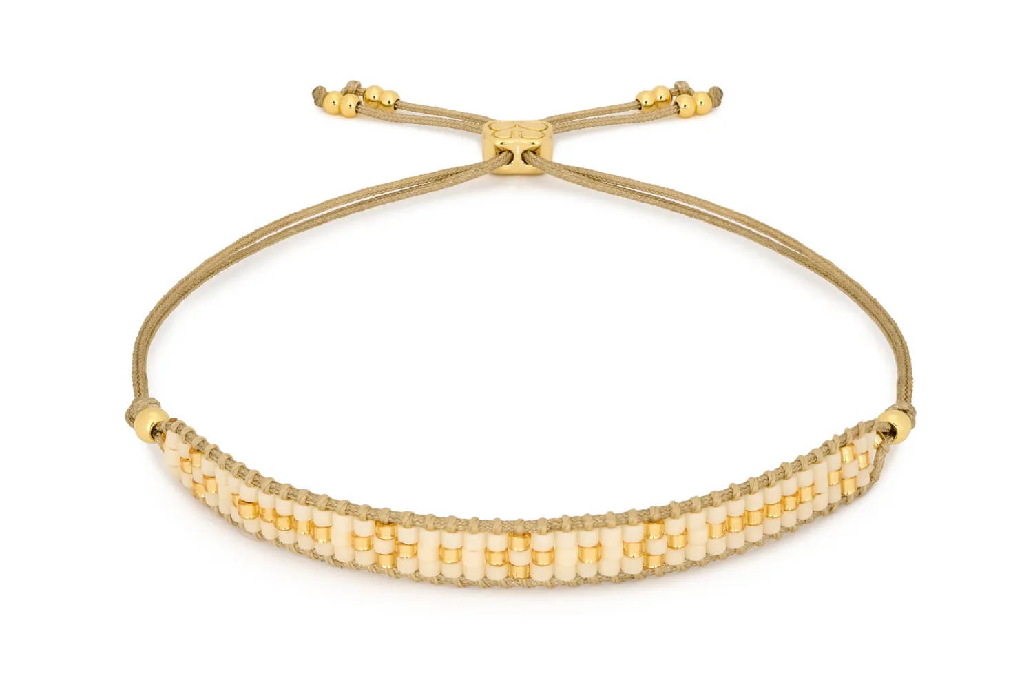 Aslan Gold & Cream Beaded Friendship Bracelet
