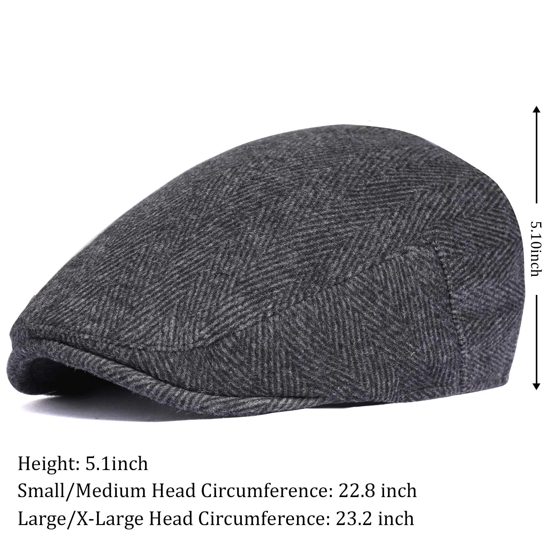 BABEYOND 1920s Gatsby Newsboy Hat Cap for Men Gatsby Hat for Men 1920s Mens Gatsby Costume Accessories Black Large-X-Large