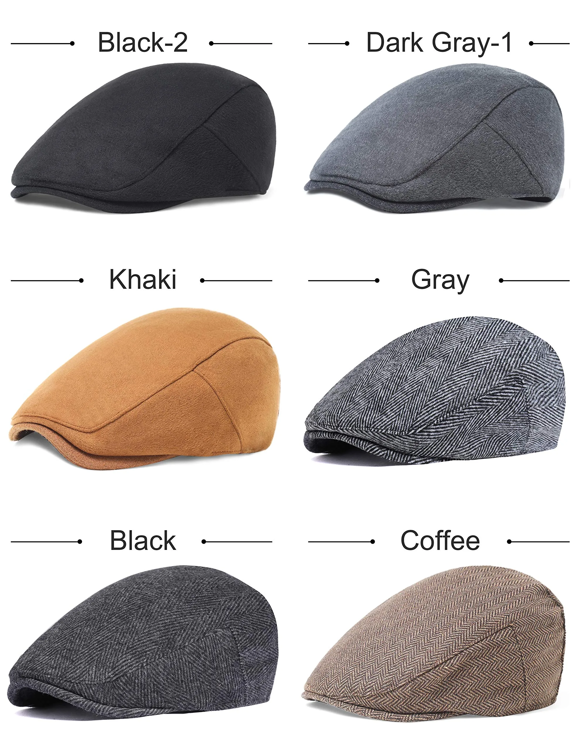 BABEYOND 1920s Gatsby Newsboy Hat Cap for Men Gatsby Hat for Men 1920s Mens Gatsby Costume Accessories Black Large-X-Large