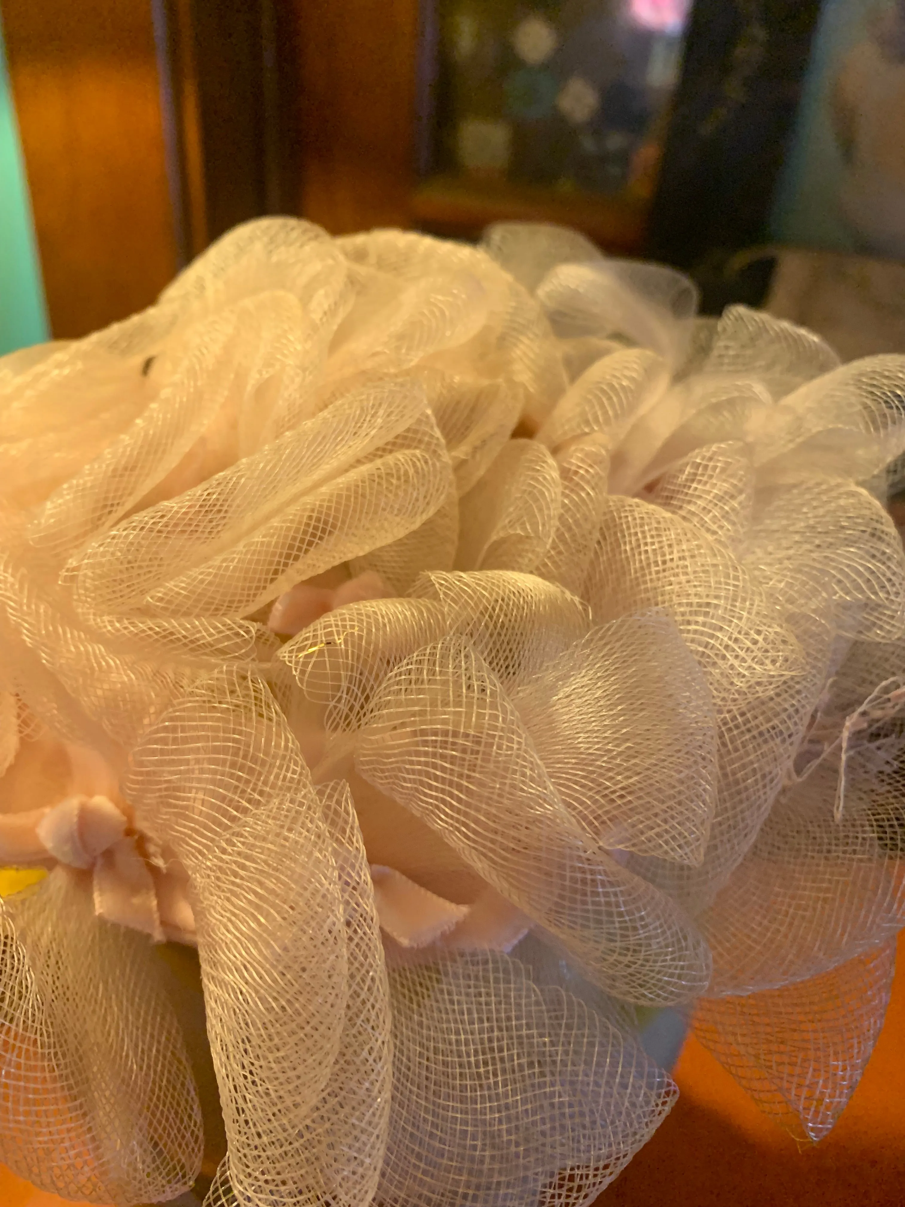 Baby Pink Sisal Bows and Ribbon Hat circa 1960s