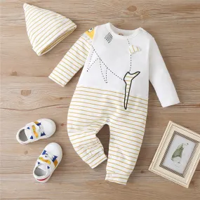 Baby Striped Fish Long Sleeve Romper & Hat Baby Clothing Cheap Wholesale