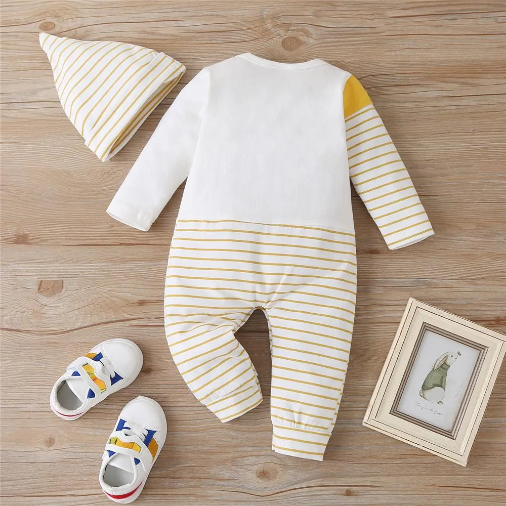 Baby Striped Fish Long Sleeve Romper & Hat Baby Clothing Cheap Wholesale