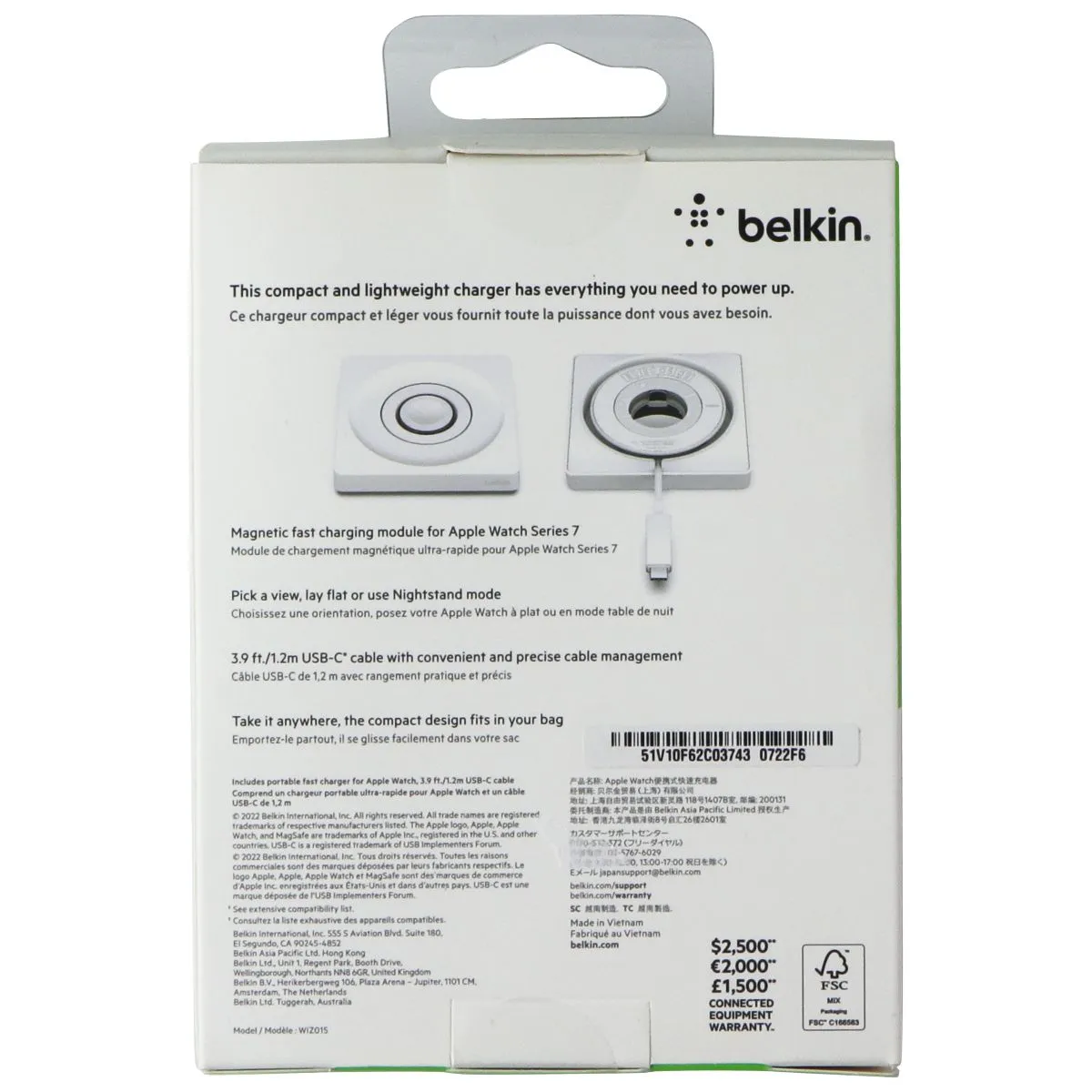 Belkin Boost Charge Pro Portable Fast Charger for Apple Watch - White