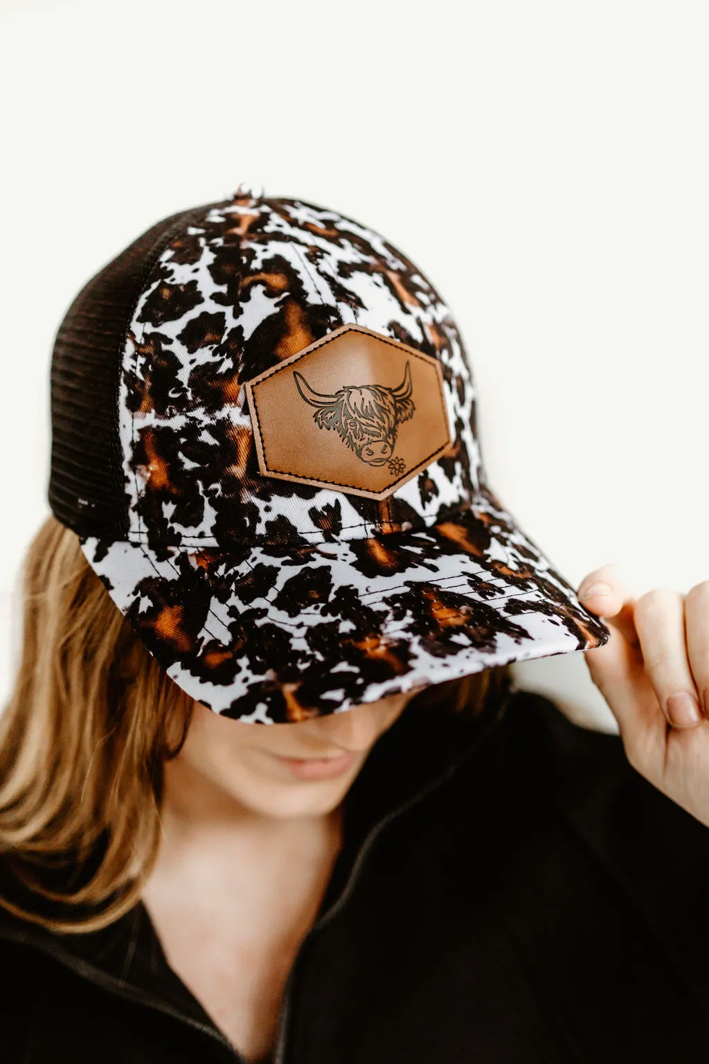 Black and Brown Highland Cow Trucker Hat