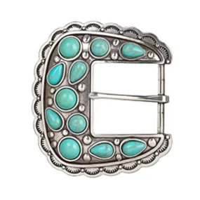 BLAZIN ROXX ANTIQUE SILVER and TURQUOISE STONE BUCKLE