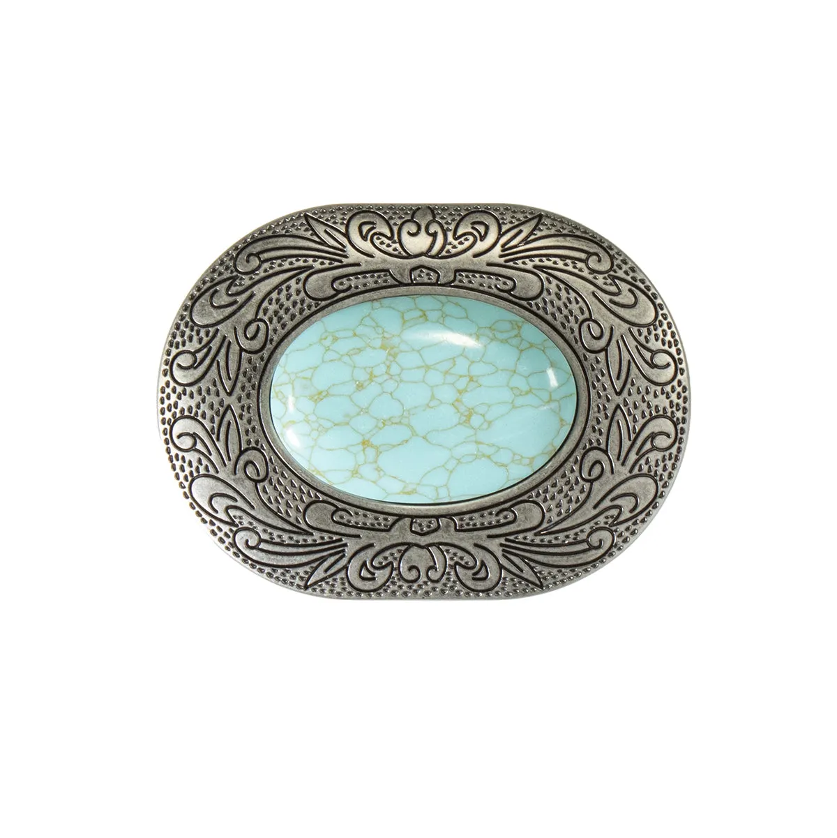 Blazin Roxx Oval Buckle with Turquoise Stone Center