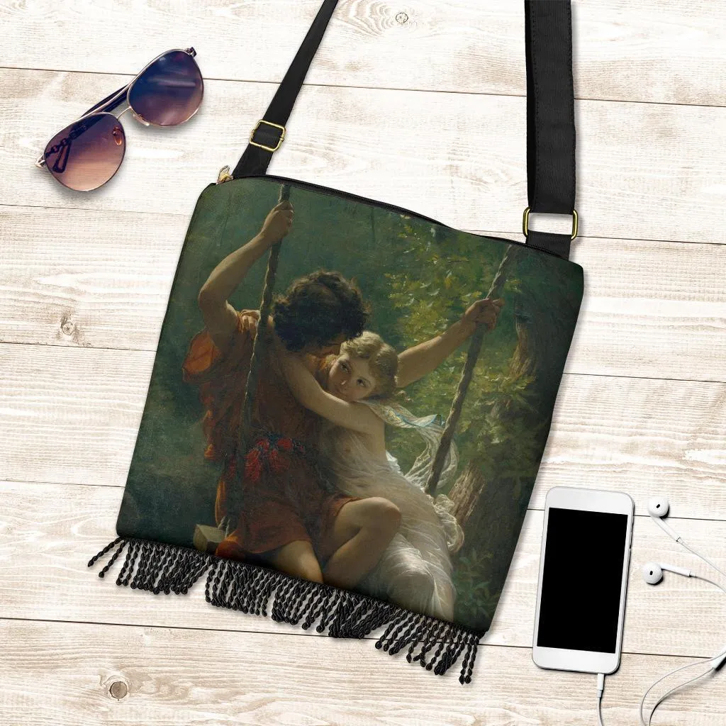 Boho Bag (Canvas)- Vintage Art | Pierre Auguste: Springtime | Hobo Slouchy Bag Crossbody, Shoulder Bags for Women Hobo, Boho Hobo Bag