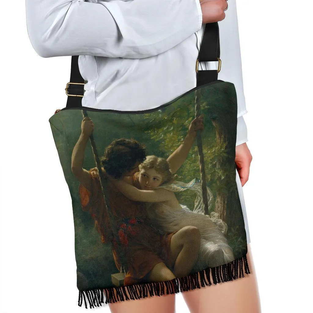 Boho Bag (Canvas)- Vintage Art | Pierre Auguste: Springtime | Hobo Slouchy Bag Crossbody, Shoulder Bags for Women Hobo, Boho Hobo Bag