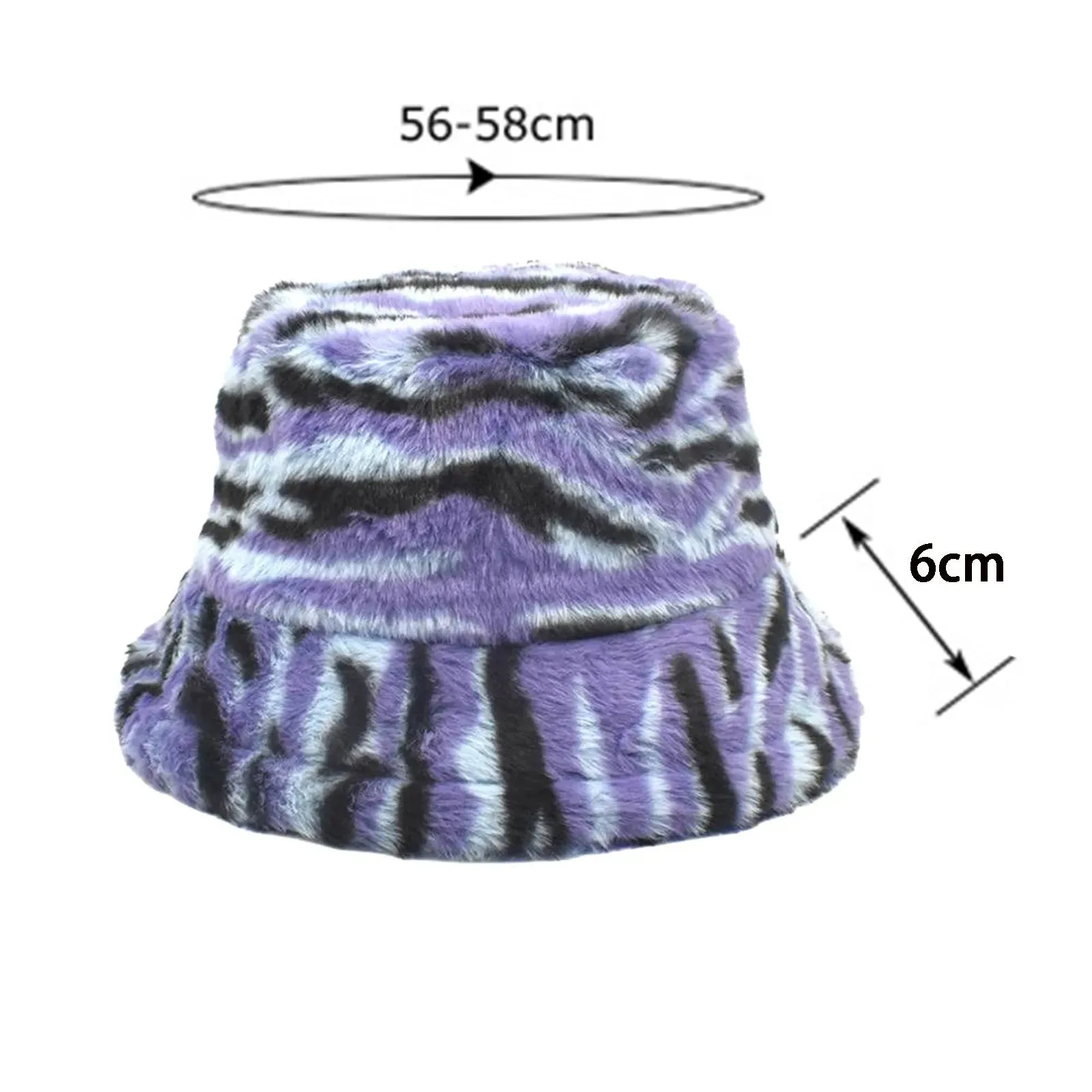 Bold Tiger Stripe Faux Fur Bucket Hat - Fushia