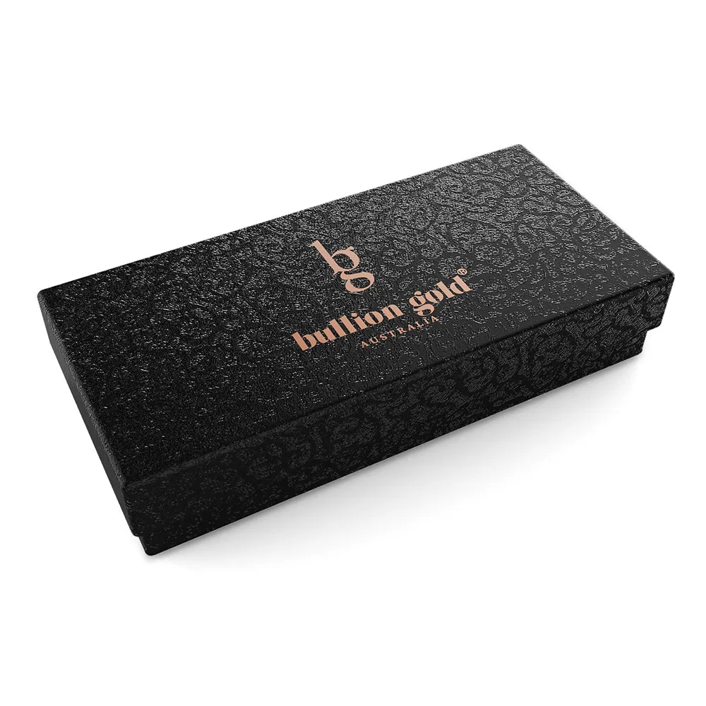 Boxed Black Face Watch & Earrings Set In Rose Gold