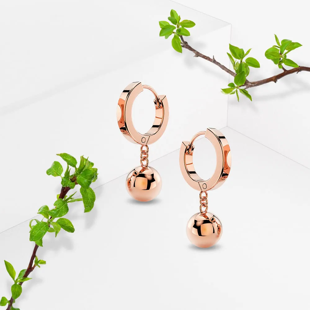 Boxed Black Face Watch & Earrings Set In Rose Gold