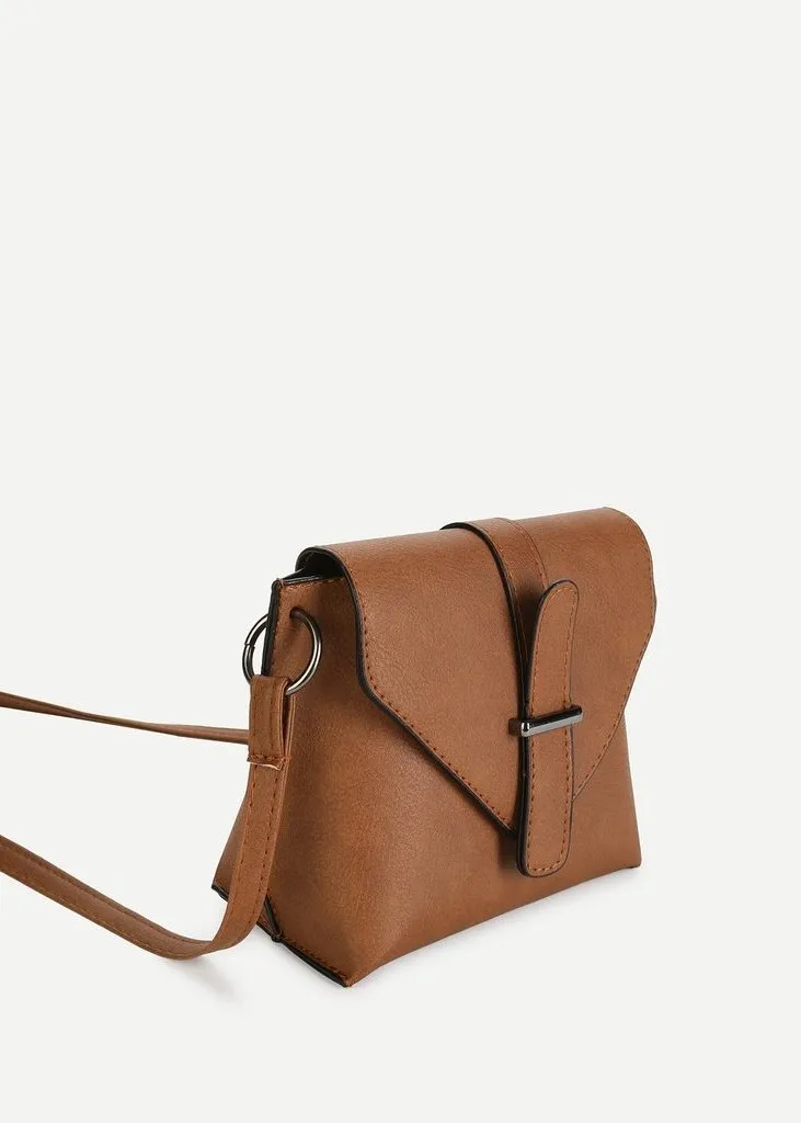 Buckle Detail Flap Shoulder Bag