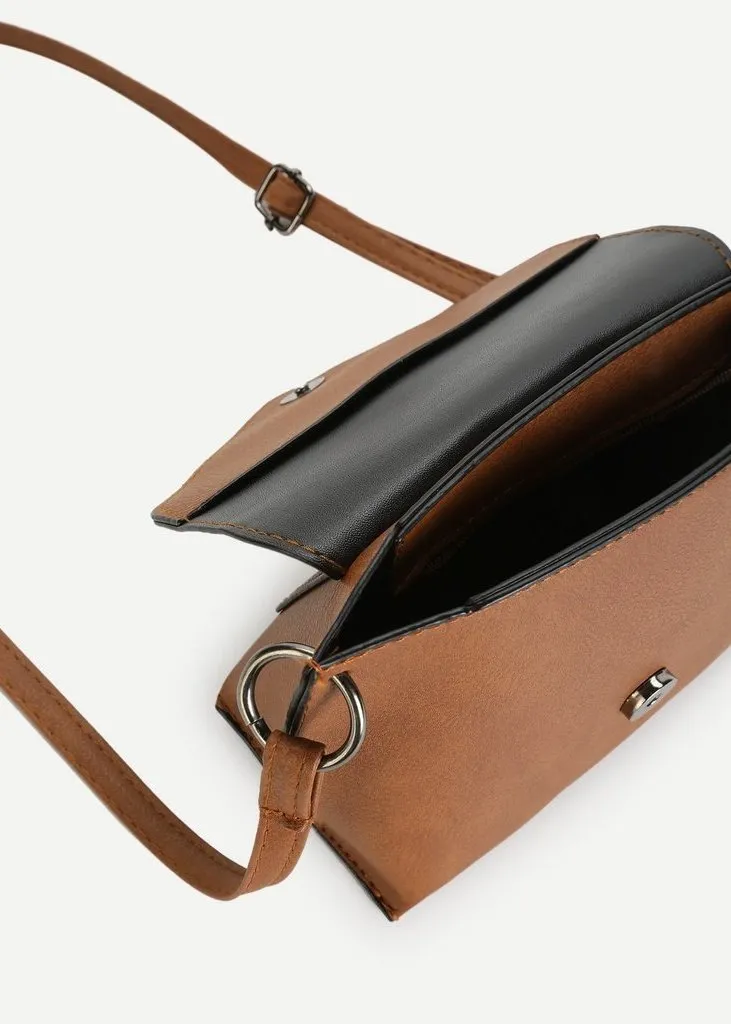 Buckle Detail Flap Shoulder Bag