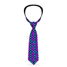 Buckle-Down Necktie - CAPTAIN AWESOME Turquoise Checker/Fuchsia