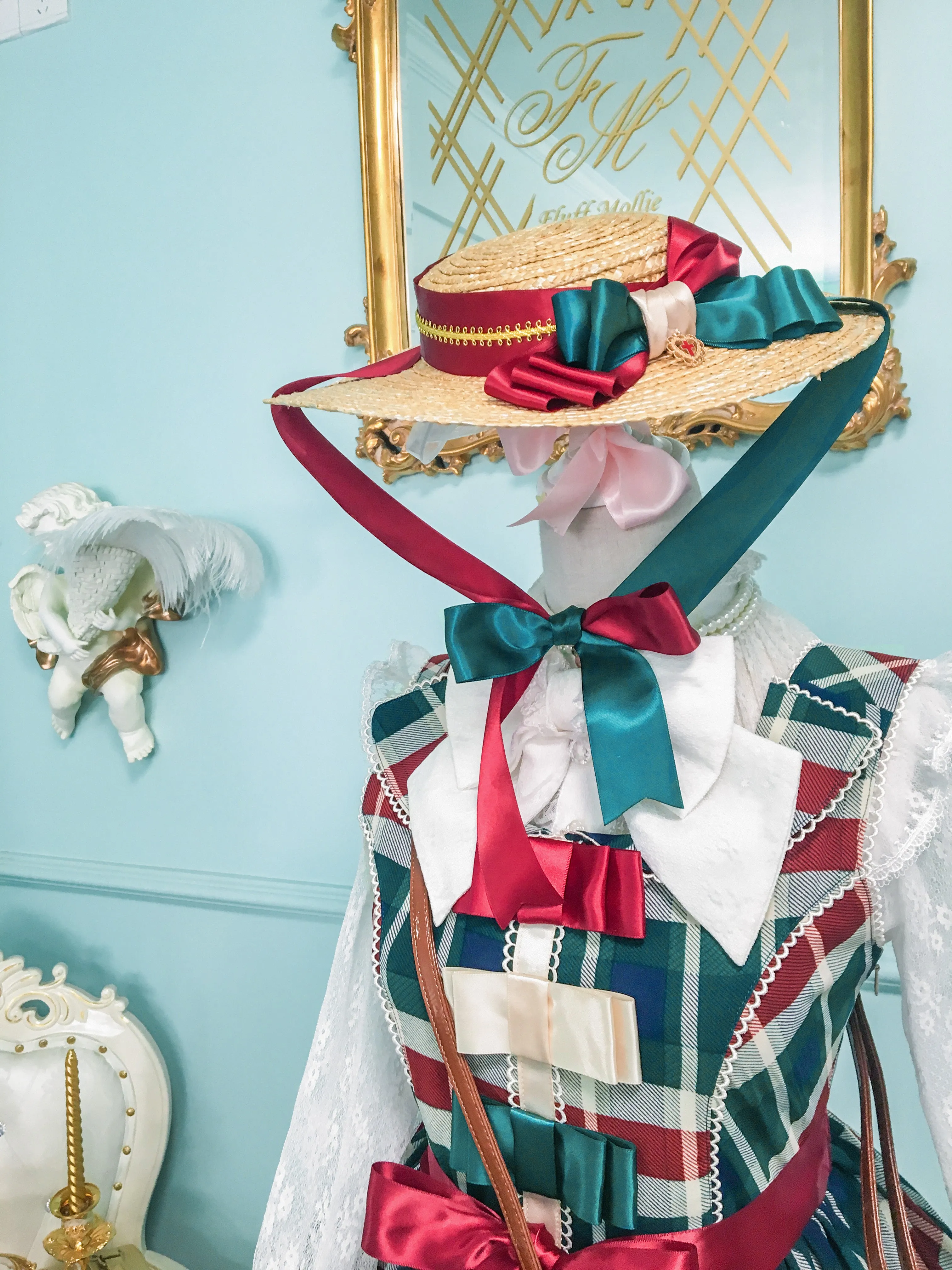 (Buyforme)Fluff Mollie~Juniper Berry Striped Grid JSK and Jacket Set
