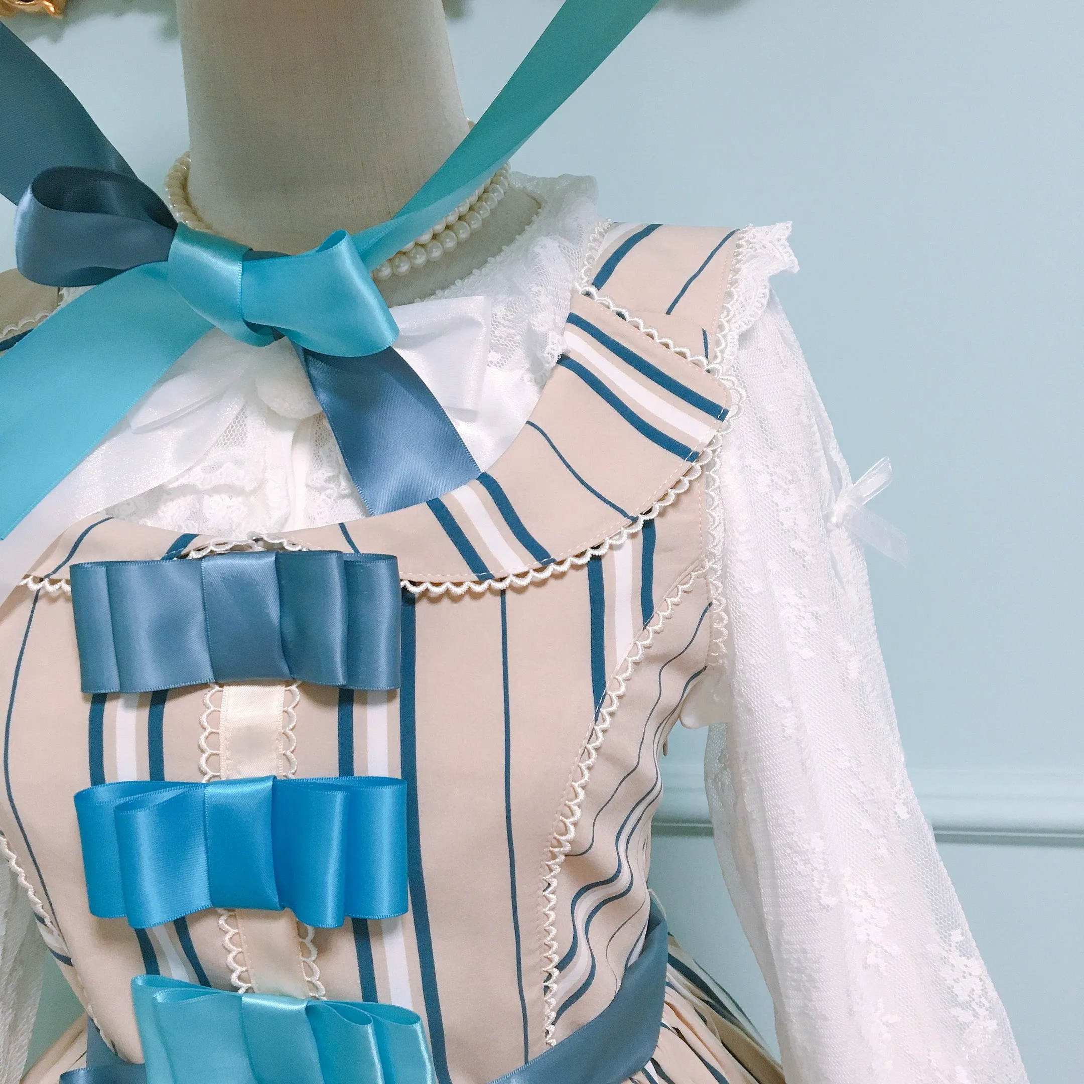 (Buyforme)Fluff Mollie~Juniper Berry Striped Grid JSK and Jacket Set