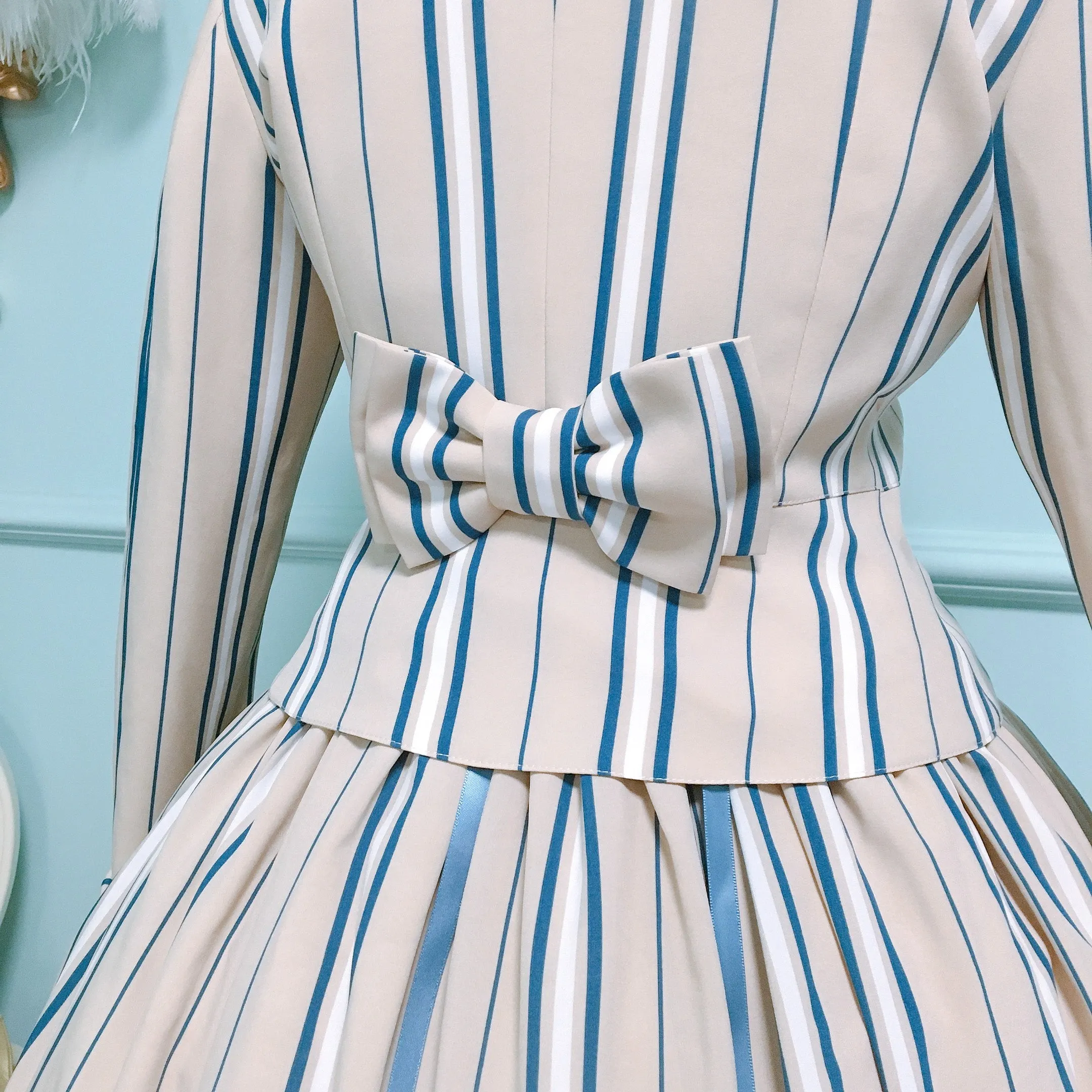 (Buyforme)Fluff Mollie~Juniper Berry Striped Grid JSK and Jacket Set