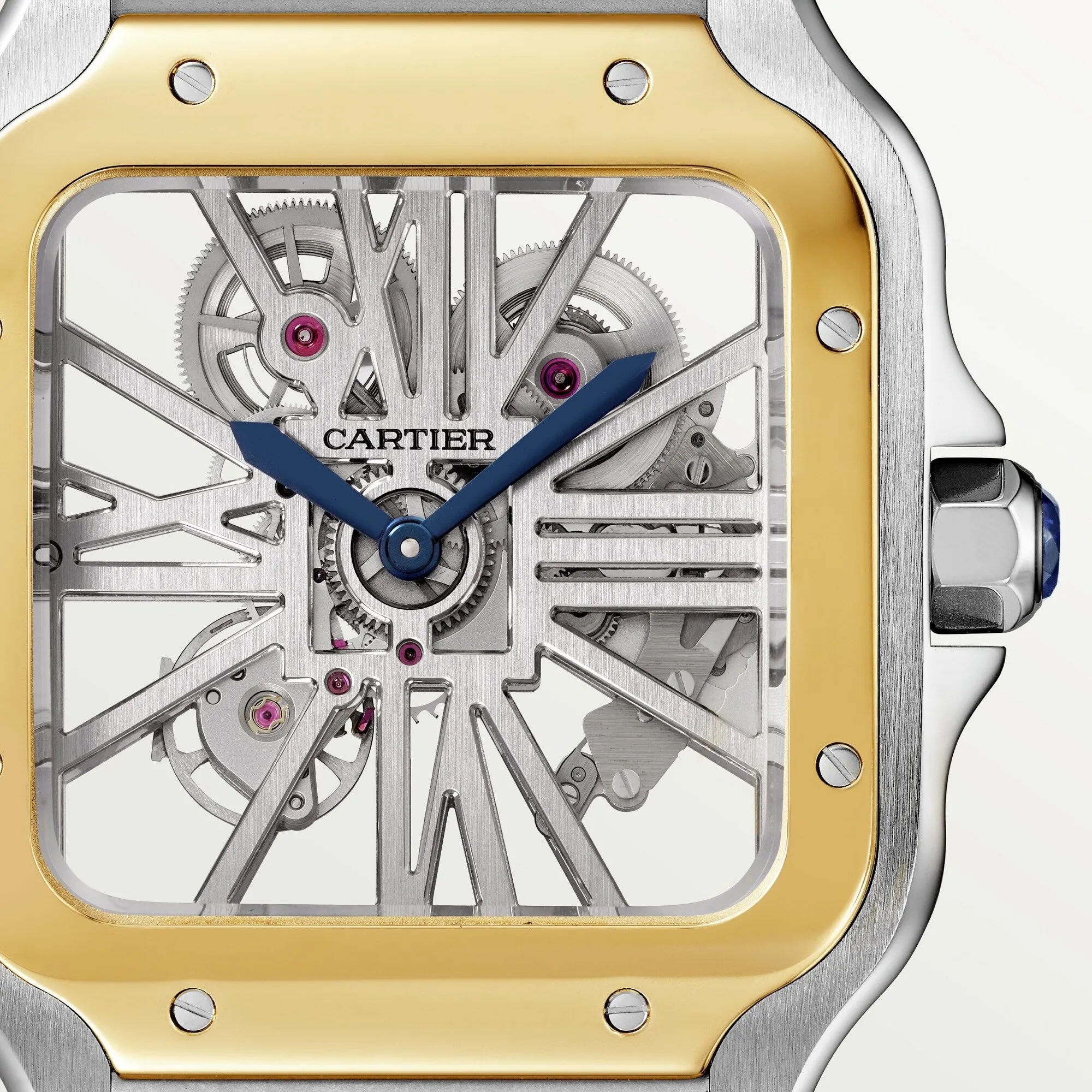 Cartier Santos De Cartier Skeleton Stainless steel & 18K Yellow Gold Men's Watch