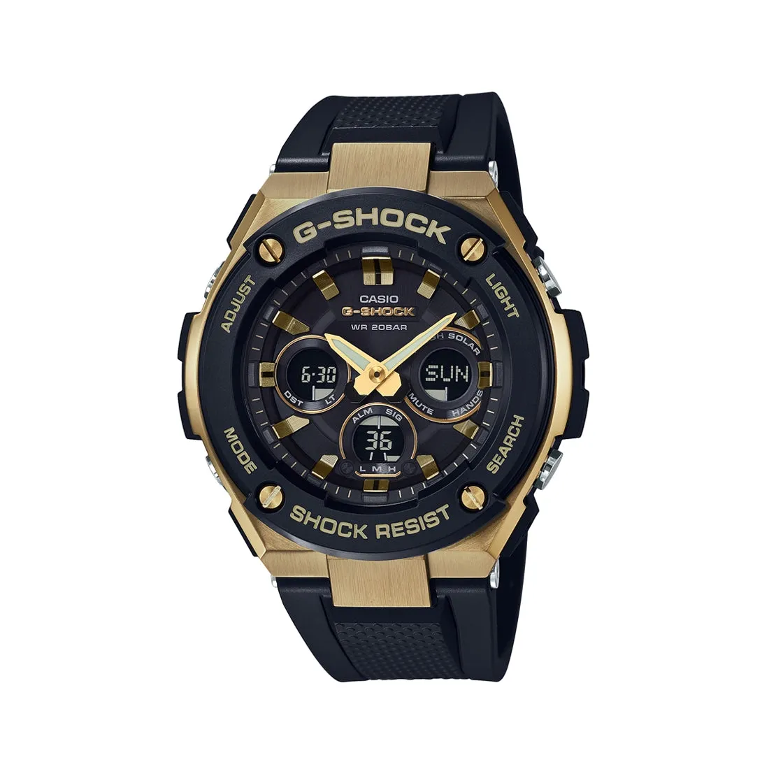 Casio G Shock Analog-Digital Black Gold Watch GSTS300G-1A9