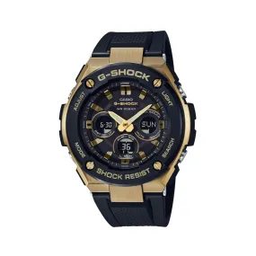 Casio G Shock Analog-Digital Black Gold Watch GSTS300G-1A9