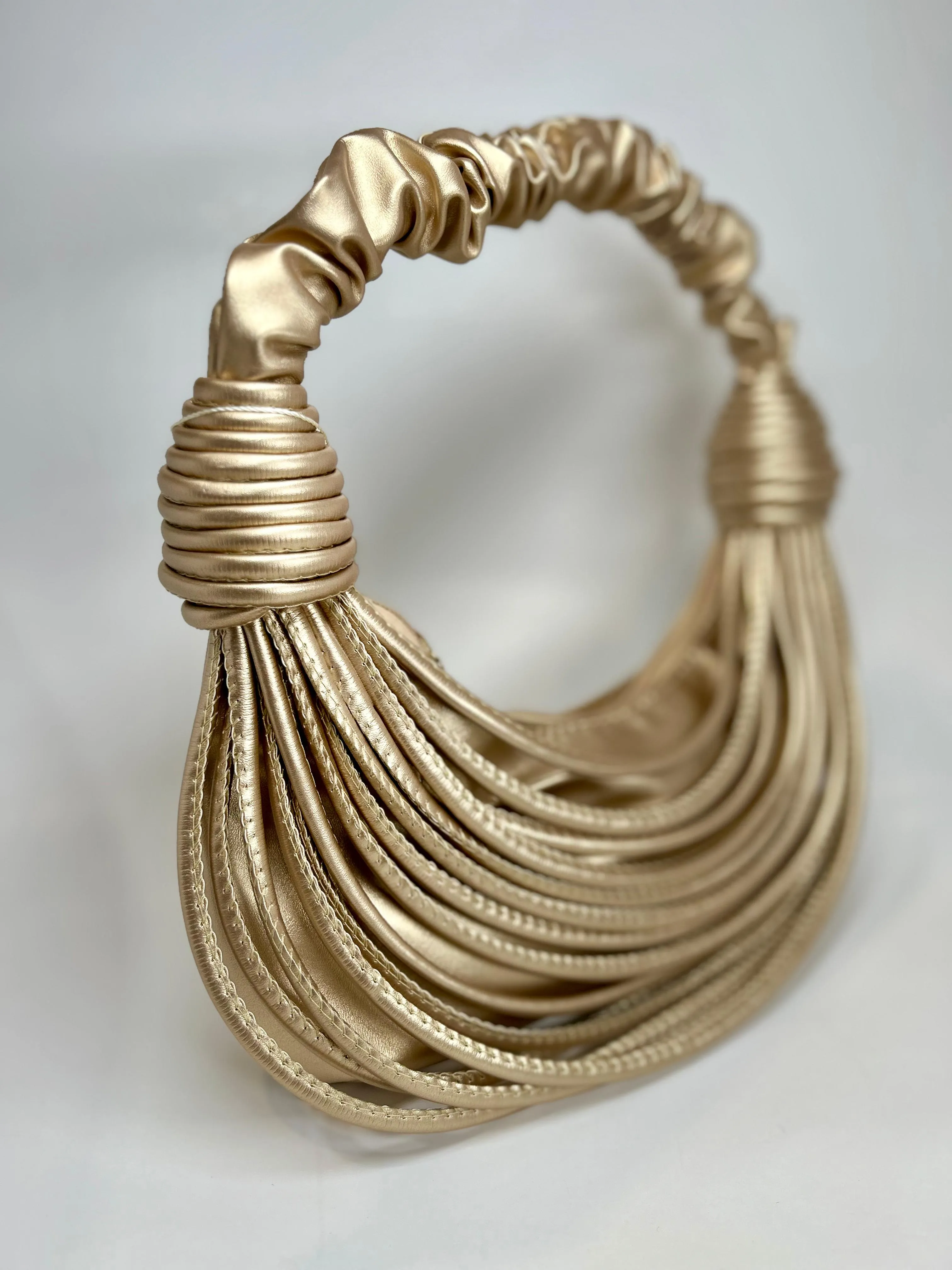Celina - Gold Ruched Handle Handbag