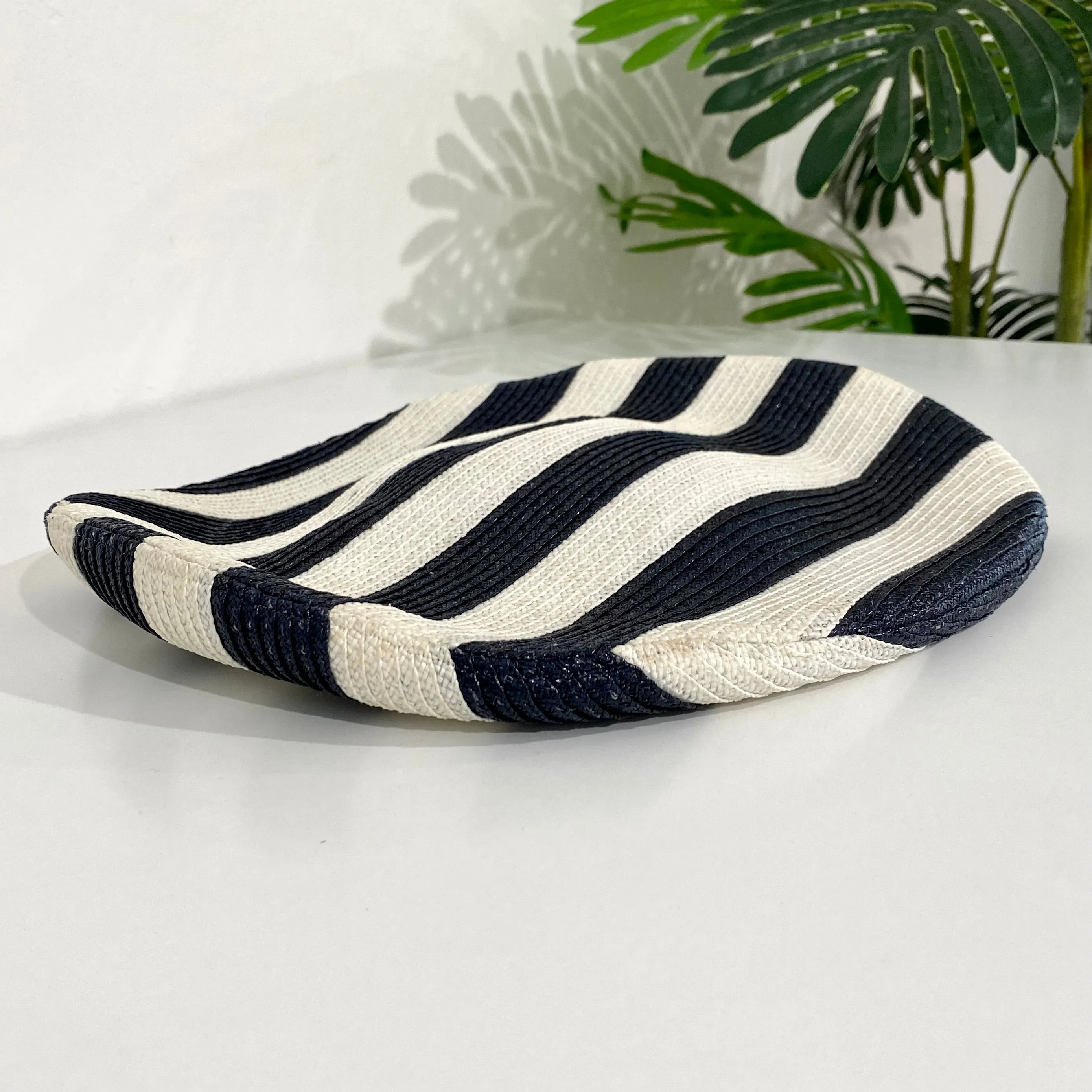 Chanel Navy and White Stripe Saucer Hat